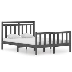 Foto van The living store bedframe - massief grenenhout - dubbel bed (135 x 190 cm) - grijs