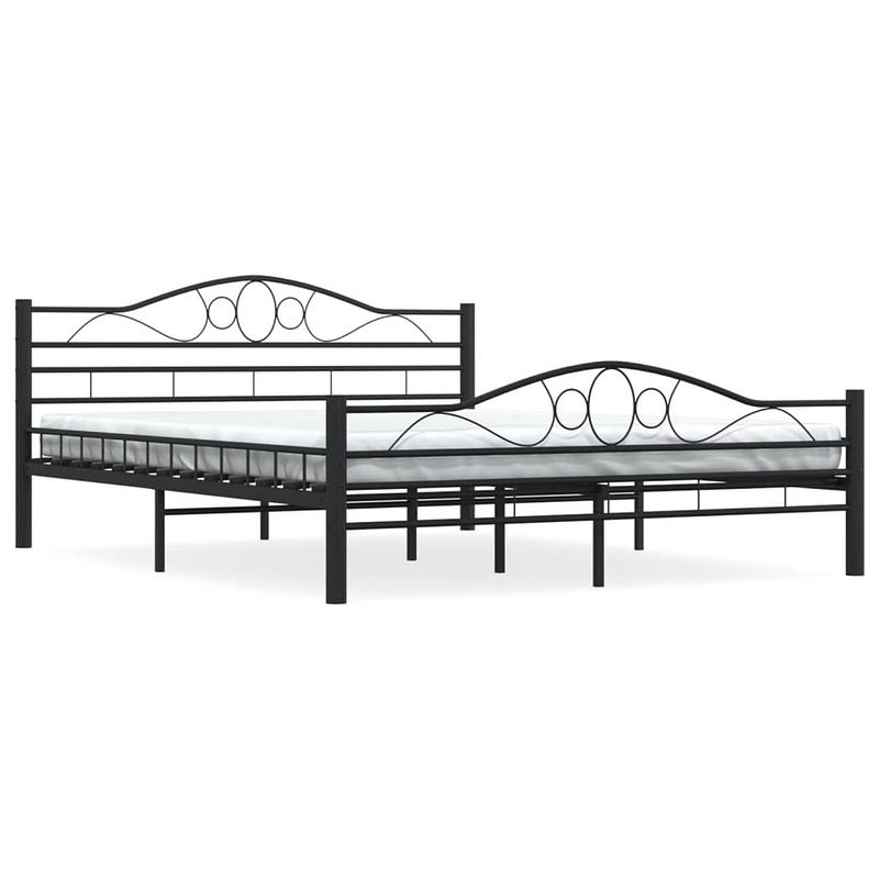 Foto van The living store metalen bedframe - staal - 210 x 167 x 85 cm - zwart