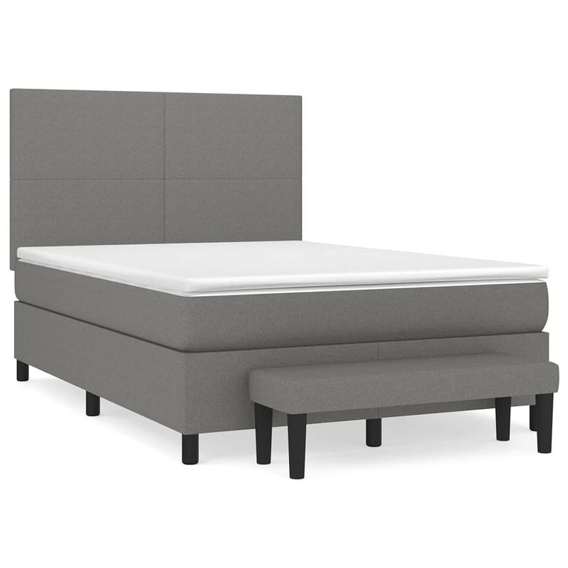 Foto van The living store boxspringbed - donkergrijs - 193x144x118/128 cm - pocketvering matras - middelharde ondersteuning -