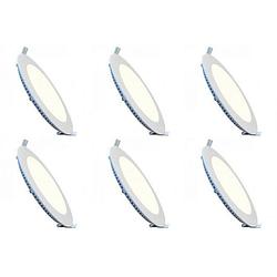 Foto van Led downlight slim 6 pack - inbouw rond 3w - natuurlijk wit 4200k - mat wit aluminium - ø90mm