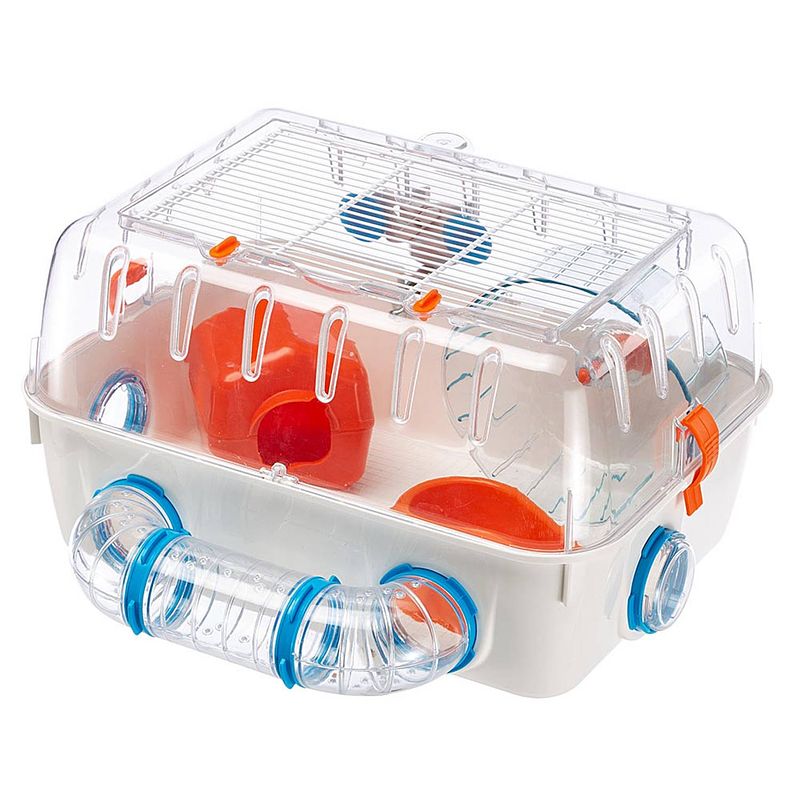 Foto van Ferplast hamsterkooi combi 1 40,5 x 29,5 cm wit/oranje 4-delig