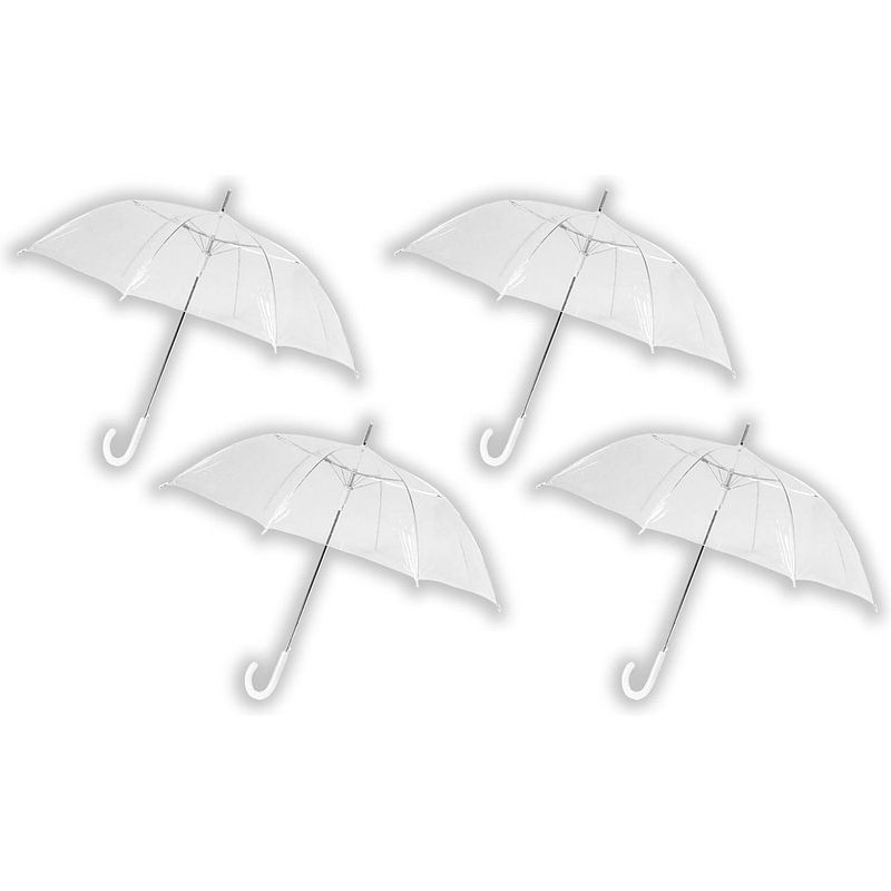 Foto van 4 stuks paraplu transparant plastic paraplu'ss 100 cm - doorzichtige paraplu - trouwparaplu - bruidsparaplu - stijlvol -