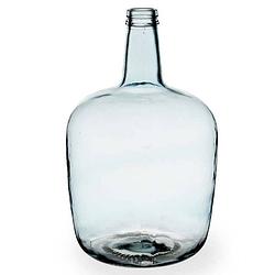 Foto van Bloemenvaas - flessen model - glas - blauw transparant - 22 x 39 cm - vazen