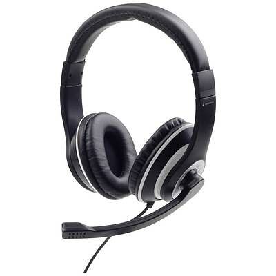 Foto van Gembird over ear headset kabel zwart, wit volumeregeling, headset
