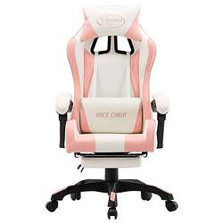 Foto van The living store racestoel gaming bureaustoel - 64x65 cm - roze/wit