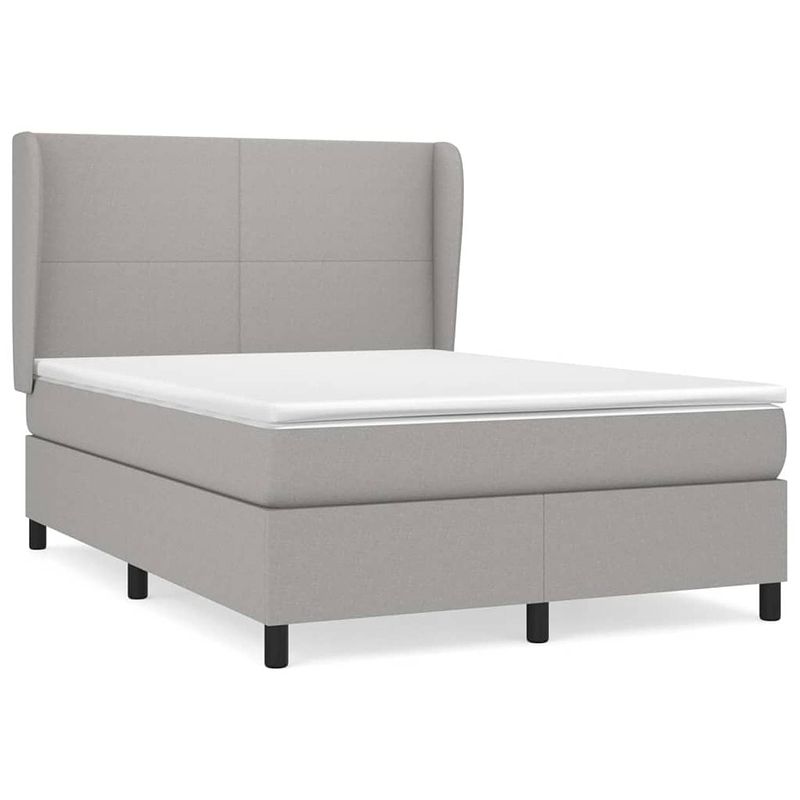 Foto van The living store boxspringbed - lichtgrijs - 193 x 147 x 118/128 cm - pocketvering matras - middelharde ondersteuning -