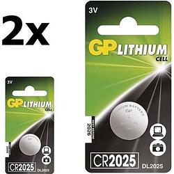 Foto van 2 stuks (2 blister a 1st) gp cr2025 3v lithium knoopcel batterij