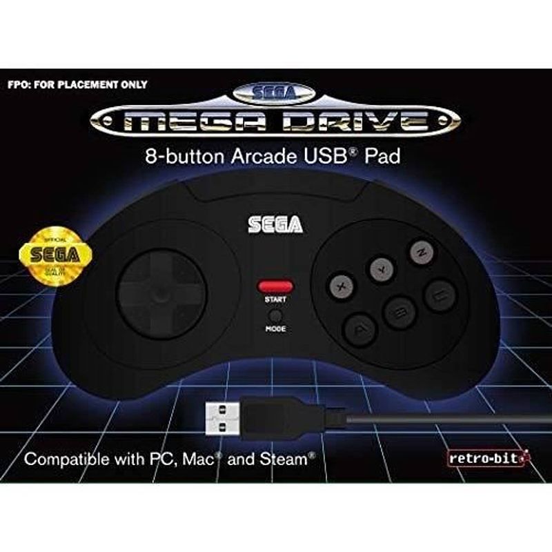 Foto van Zwart bedrade controller retrobit sega mega drive usb-verbinding