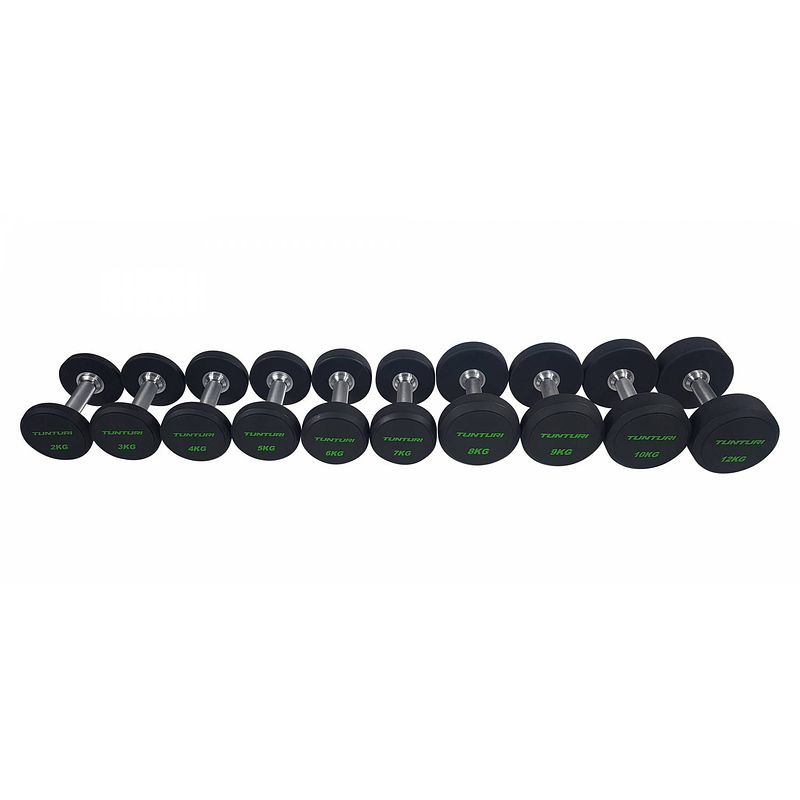 Foto van Tunturi dumbbellset 10 paar 2-12 kg zwart/chroom