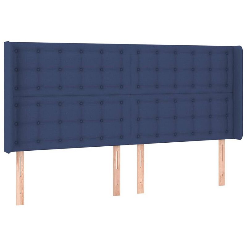 Foto van Vidaxl hoofdbord met randen 203x16x118/128 cm stof blauw