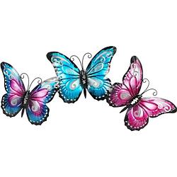 Foto van Metalen vlinders - 60 x 28 x 2.5 cm - wanddecoratie - tuindecoratie