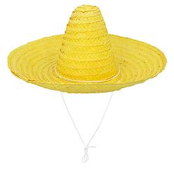 Foto van Boland party carnaval verkleed sombrero hoed fiesta - geel - volwassenen - polyester - verkleedhoofddeksels