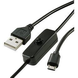 Foto van Renkforce stroomkabel raspberry pi [1x usb-a 2.0 stekker - 1x micro-usb 2.0 b stekker] 1.00 m zwart incl. in/uit-schakelaar