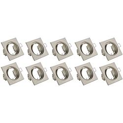 Foto van Spot armatuur 10 pack - trion - gu10 fitting - inbouw vierkant - mat nikkel aluminium - kantelbaar 80mm