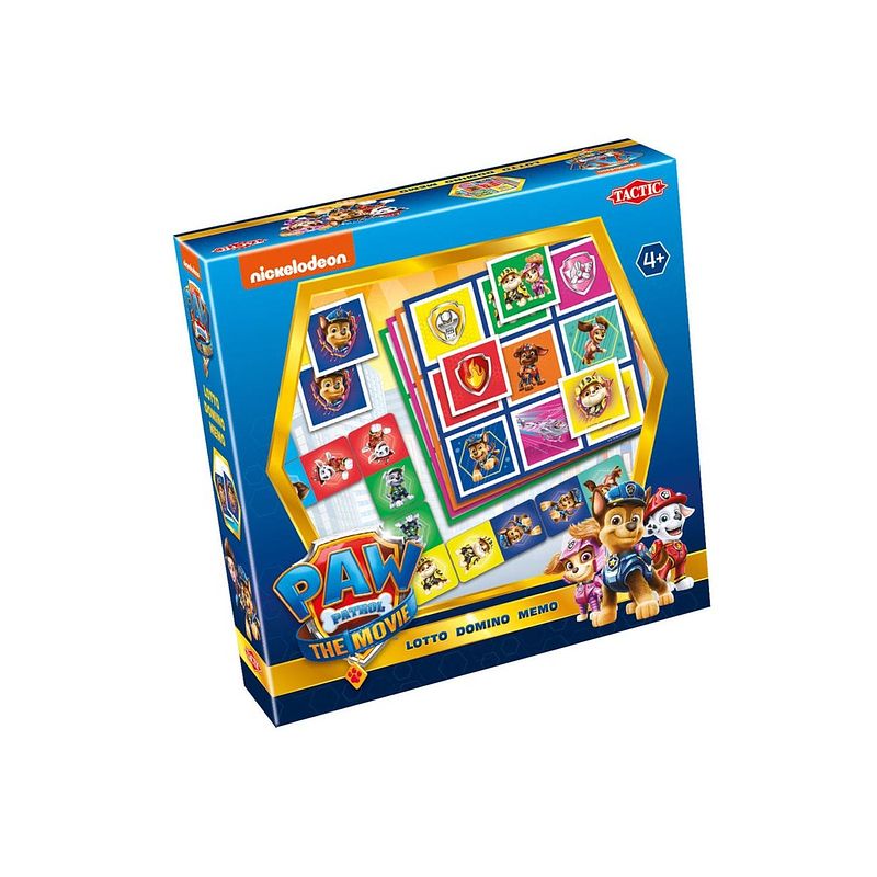 Foto van Tactic klassieke spellen paw patrol the movie 3-in-1 : memo - lotto - domino