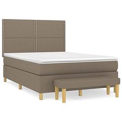 Foto van The living store boxspringbed - bed 203x144x118/128cm + matras 140x200x20cm + topmatras 140x200x5cm + bank 100x30x30cm