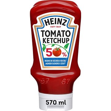 Foto van Heinz tomaten ketchup 50% minder suikers & zout 570ml bij jumbo