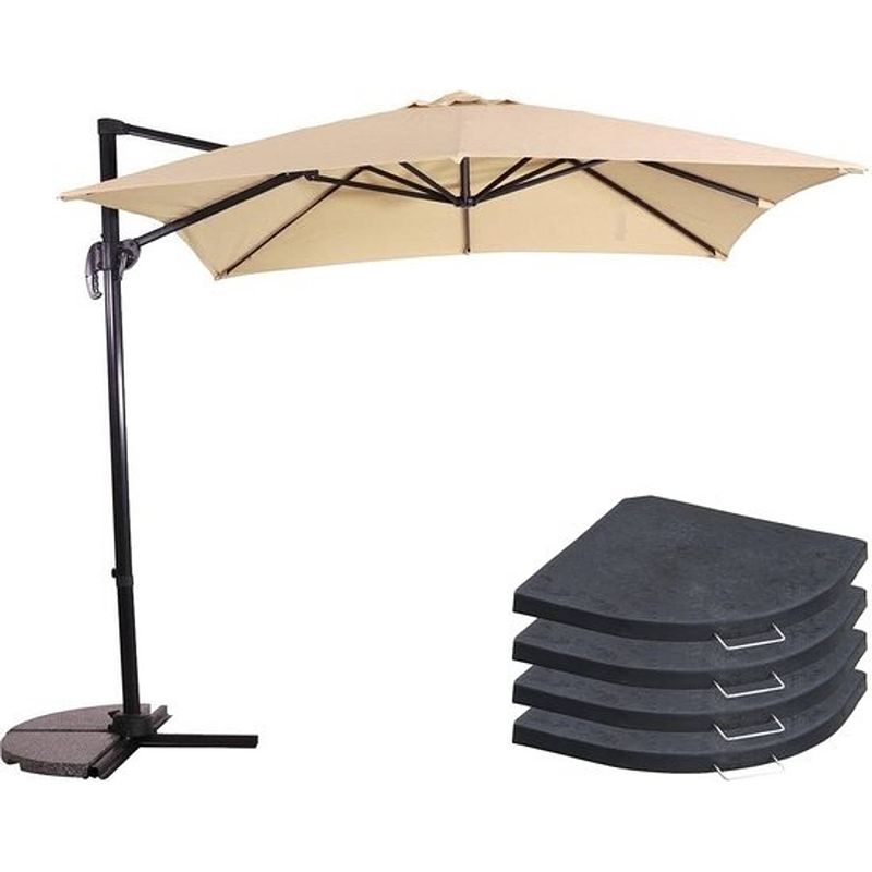 Foto van Zweefparasol libra ecru 250 x 250 cm - inclusief 4 parasoltegels