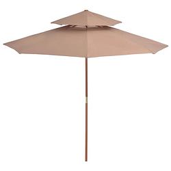 Foto van The living store parasol the living store tuinparasol - 270 x 256 cm - houten frame - polyester doek - taupe