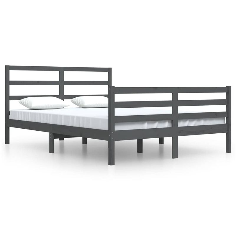 Foto van The living store bedframe - grenenhout - 160 x 200 cm - grijs