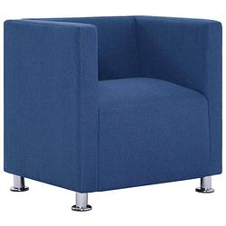 Foto van Vidaxl fauteuil kubus stof blauw