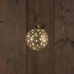 Foto van Anna'ss collection - ball glass matt gold with stars 10cm / led warm white /