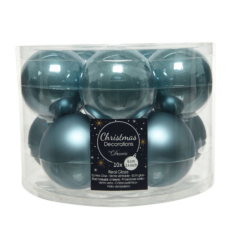 Foto van 40x stuks glazen kerstballen ijsblauw (blue dawn) 6 cm mat/glans - kerstbal