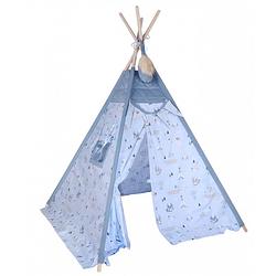Foto van Kinder hop tipi-tent pow-wow 170 cm polykatoen blauw 2-delig