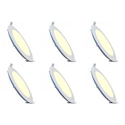 Foto van Led downlight slim 6 pack - inbouw rond 18w - warm wit 2700k - mat wit aluminium - ø225mm