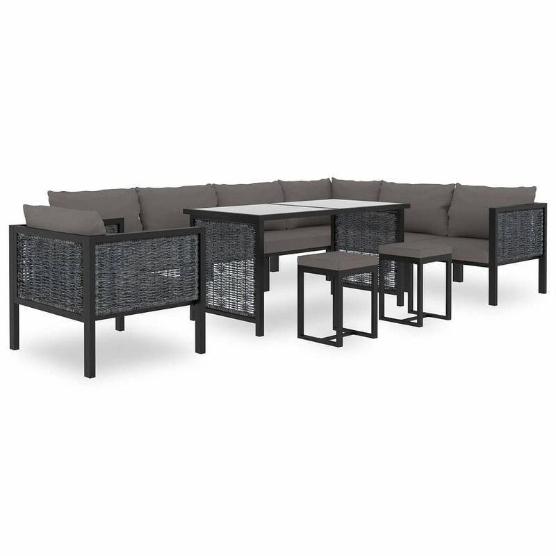 Foto van Vidaxl 10-delige loungeset met kussens poly rattan antraciet