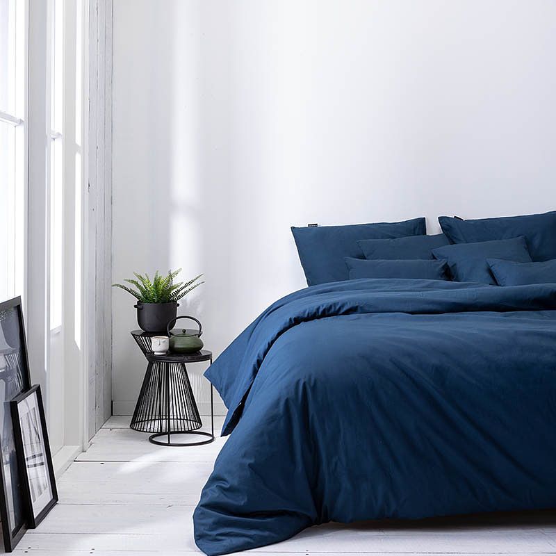 Foto van Presence plain percale - navy dekbedovertrek lits-jumeaux (240 x 240 cm + 2 kussenslopen) dekbedovertrek