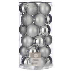 Foto van 30x kunststof kerstballen zilver 6 cm - kerstbal