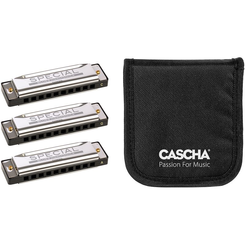 Foto van Cascha hh 2342 special harmonica pack set van 3 diatonische mondharmonica'ss c-g-a