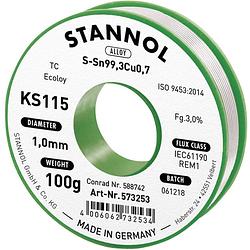 Foto van Stannol ks115 soldeertin, loodvrij spoel sn99,3cu0,7 rom1 100 g 1 mm