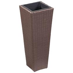 Foto van Vidaxl plantenbak verhoogd 30x30x80 cm poly rattan bruin