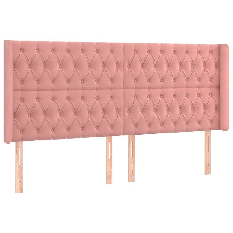 Foto van Vidaxl hoofdbord met randen 183x16x118/128 cm fluweel roze