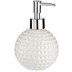 Foto van Berilo zeepdispenser golfbal 150 ml keramiek wit/zilver