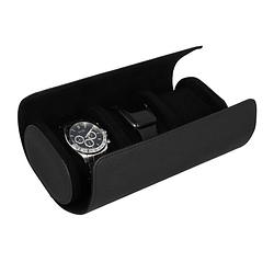 Foto van Lyvion horloge box met 3 sleuven - leer - zwart
