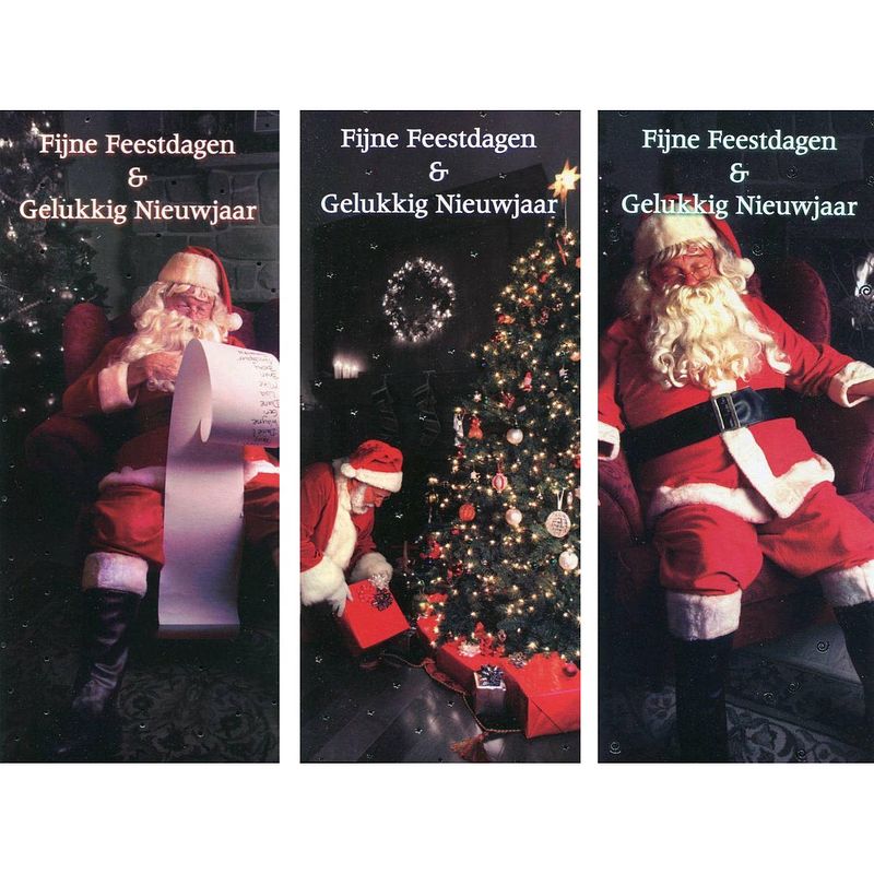 Foto van Dubbele kerstkaarten kerstmannen - 15 stuks
