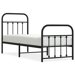 Foto van Vidaxl bedframe met hoofd- en voeteneinde metaal zwart 75x190 cm