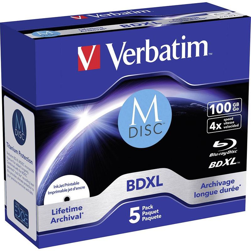 Foto van Verbatim 43834 m-disc blu-ray 100 gb 1 stuk(s) jewelcase bedrukbaar