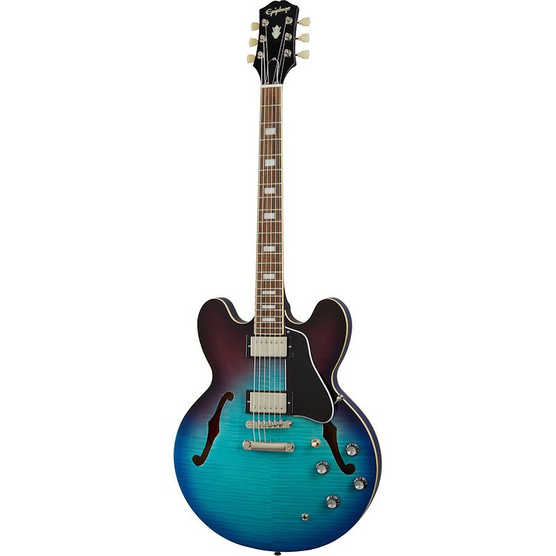 Foto van Epiphone es-335 figured blueberry burst semi-akoestische gitaar