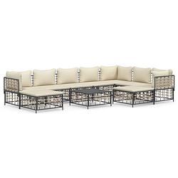 Foto van The living store 10-delige loungeset met kussens poly rattan antracietkleurig - loungebank