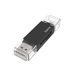 Foto van Hama usb-kaartlezer, otg, usb-a + micro-usb, usb 2.0, sd/microsd desktop accessoire zwart