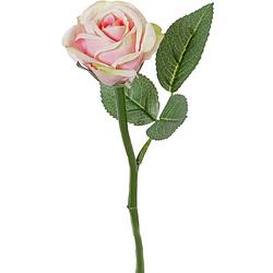 Foto van Top art kunstbloem roos nina - lichtroze - 27 cm - kunststof steel - decoratie bloemen - kunstbloemen