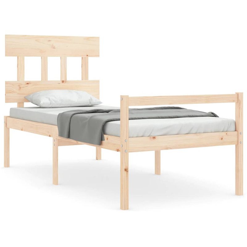 Foto van The living store bedframe - massief grenenhout - 205.5 x 95.5 x 81 cm - multiplex lattenbodem