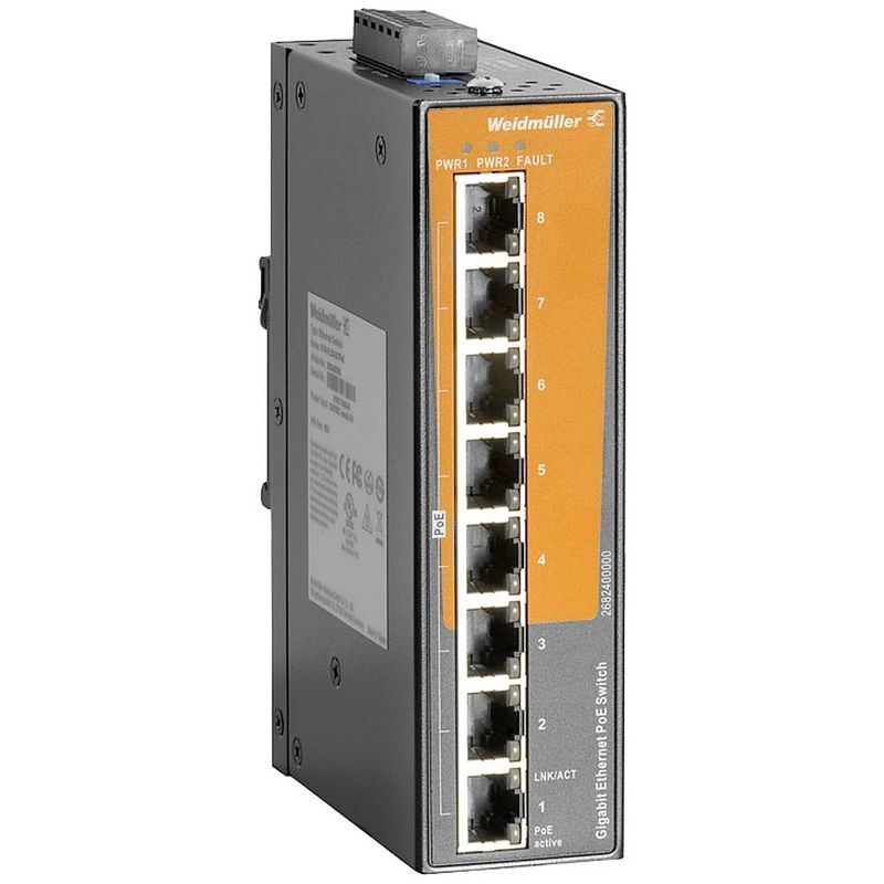 Foto van Weidmüller ie-sw-el08-8gtpoe industrial ethernet switch 10 / 100 / 1000 mbit/s poe-functie