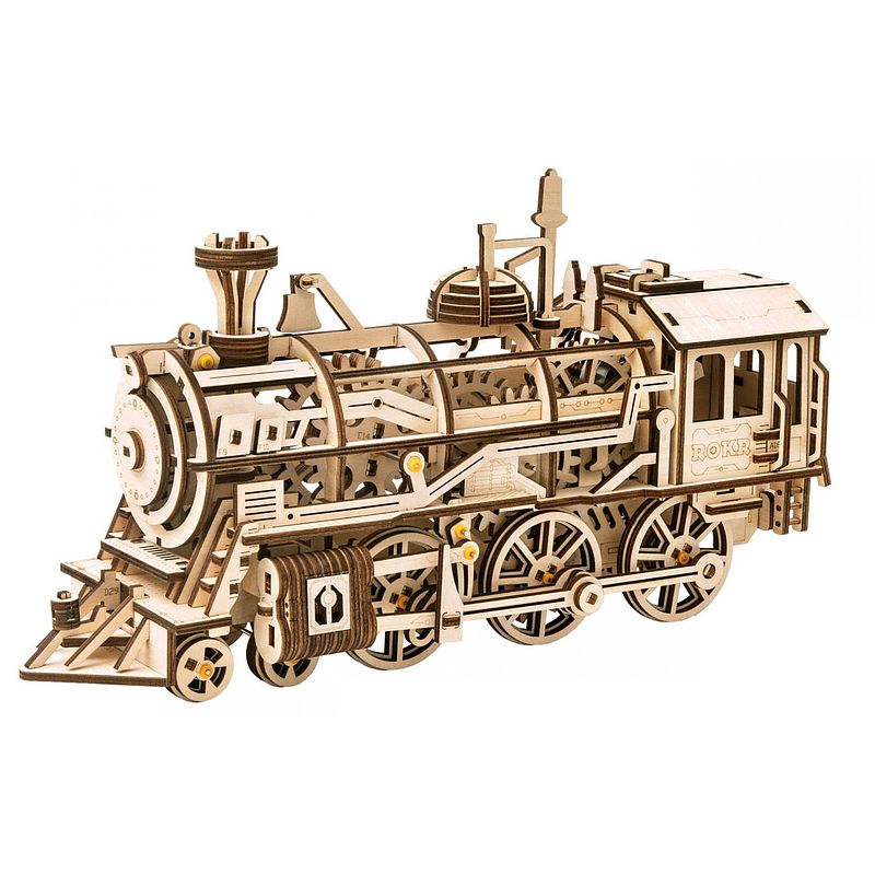 Foto van Robotime modelbouwpakket locomotive 37 cm mdf 350-delig