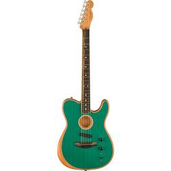 Foto van Fender american acoustasonic telecaster aqua teal chb eb elektrisch-akoestische gitaar met deluxe gigbag