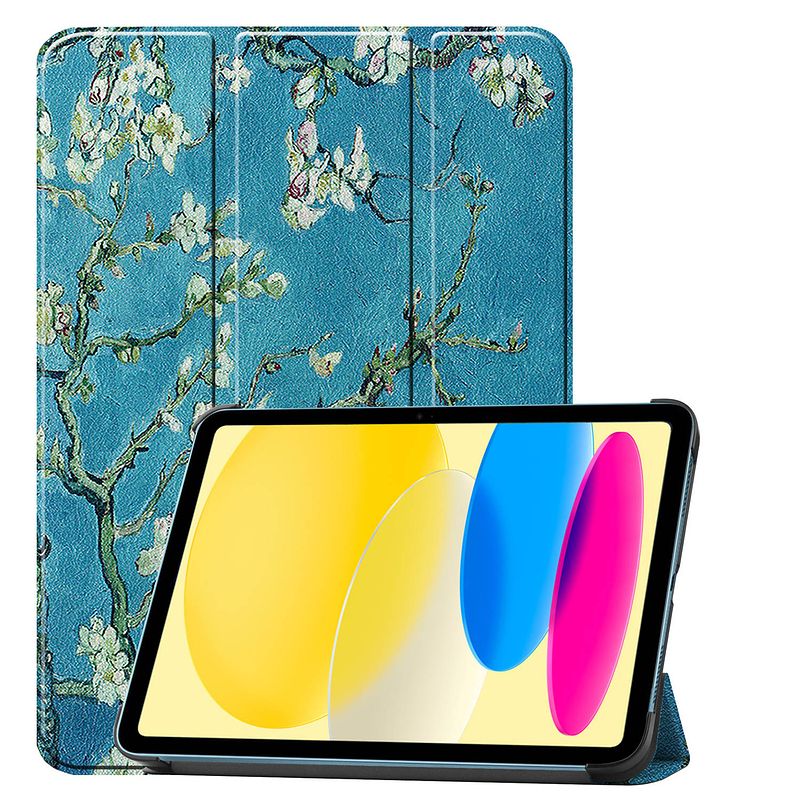 Foto van Basey ipad 10 2022 hoes case hoesje hard cover - ipad 10 hoesje bookcase - bloesem